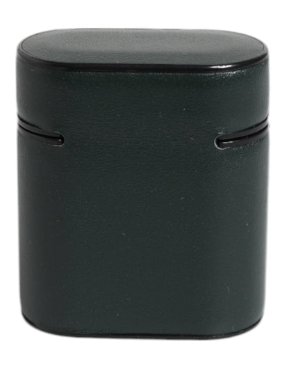 Étui à rabat pour Airpods Dolce &amp; Gabbana en cuir de veau noir avec logo imprimé