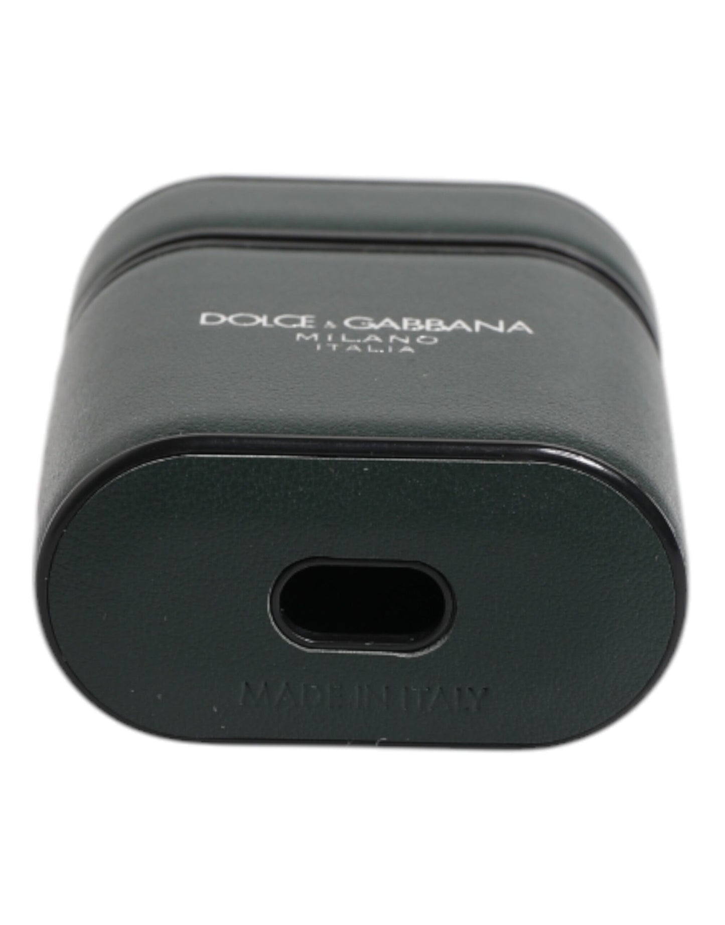 Étui à rabat pour Airpods Dolce &amp; Gabbana en cuir de veau noir avec logo imprimé