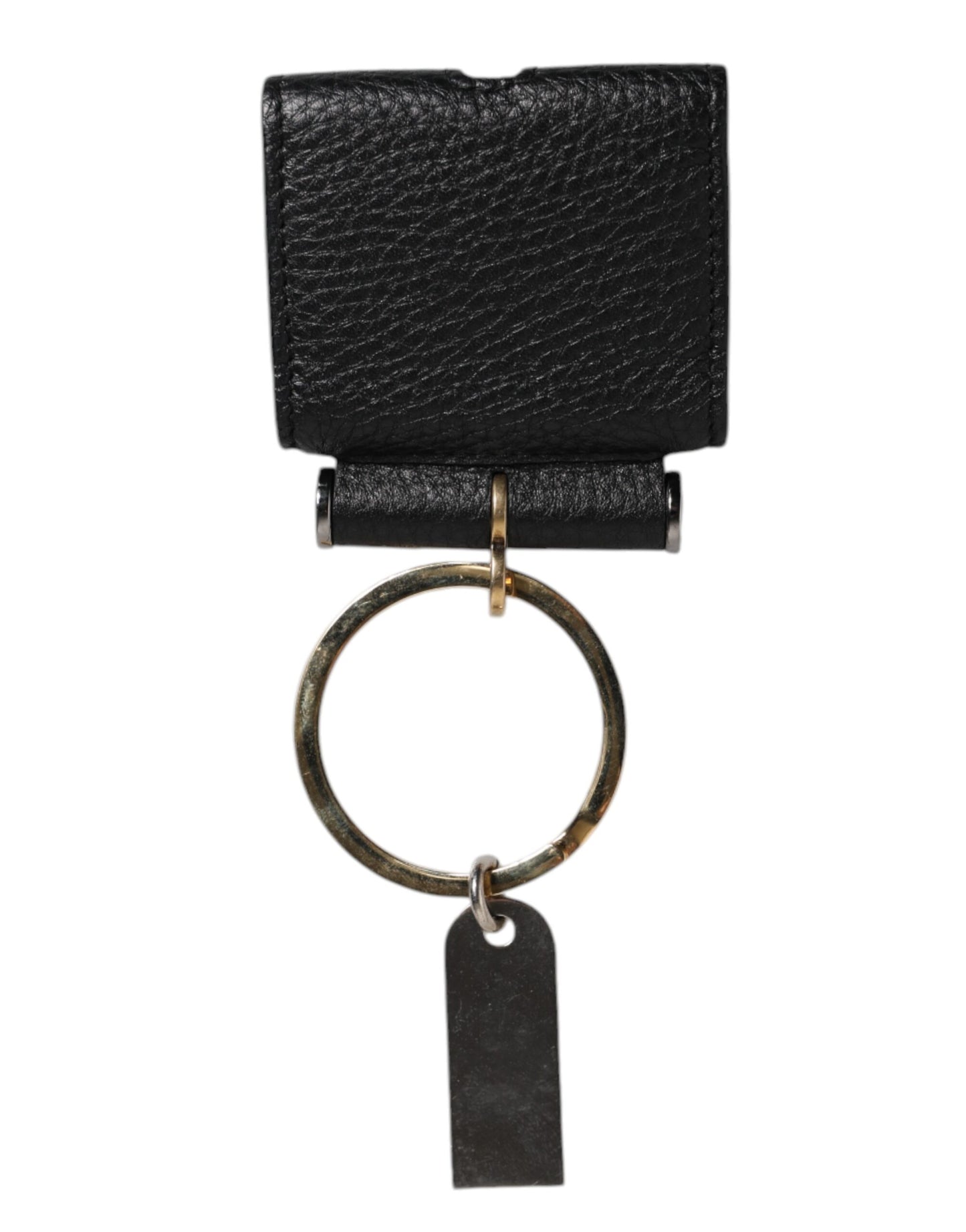Étui pour Airpods Dolce &amp; Gabbana avec bracelet en cuir noir et plaque logo en métal doré