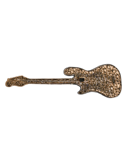 Broche guitare perlée en laiton doré avec logo Dolce &amp; Gabbana