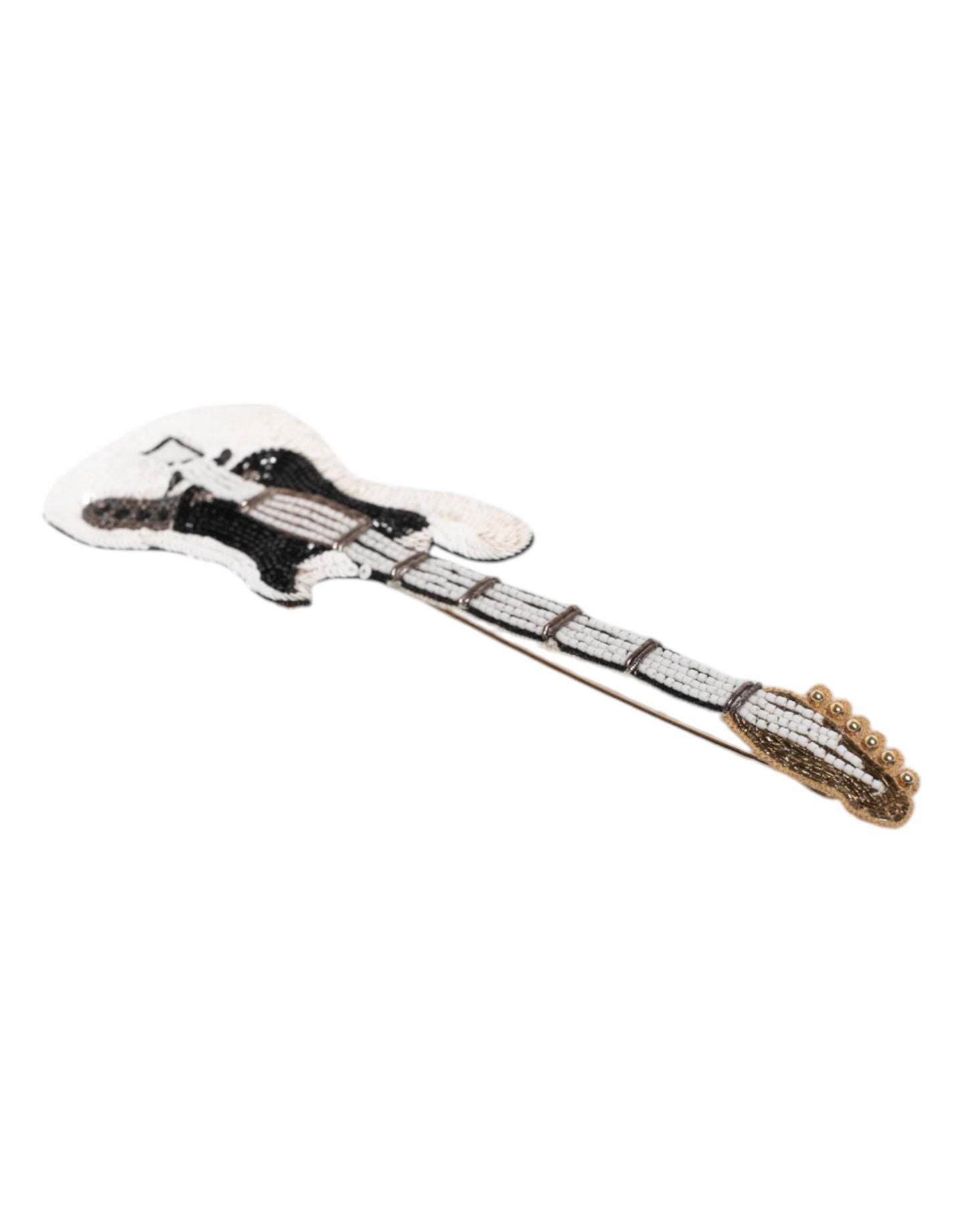 Broche guitare perlée en laiton doré avec logo Dolce &amp; Gabbana