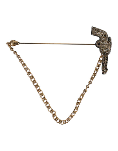 Broche revolver Dolce &amp; Gabbana en laiton doré noir et cuivre
