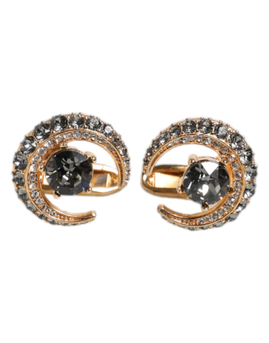 Ensemble de boutons de manchette Dolce &amp; Gabbana Luna en laiton, or et cristal noir