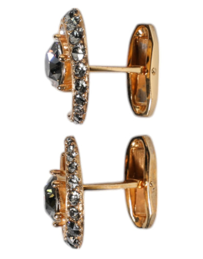 Ensemble de boutons de manchette Dolce &amp; Gabbana Luna en laiton, or et cristal noir