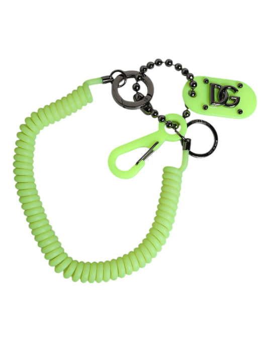 Dolce & Gabbana Green Springy Key Holder DG Logo Keychain