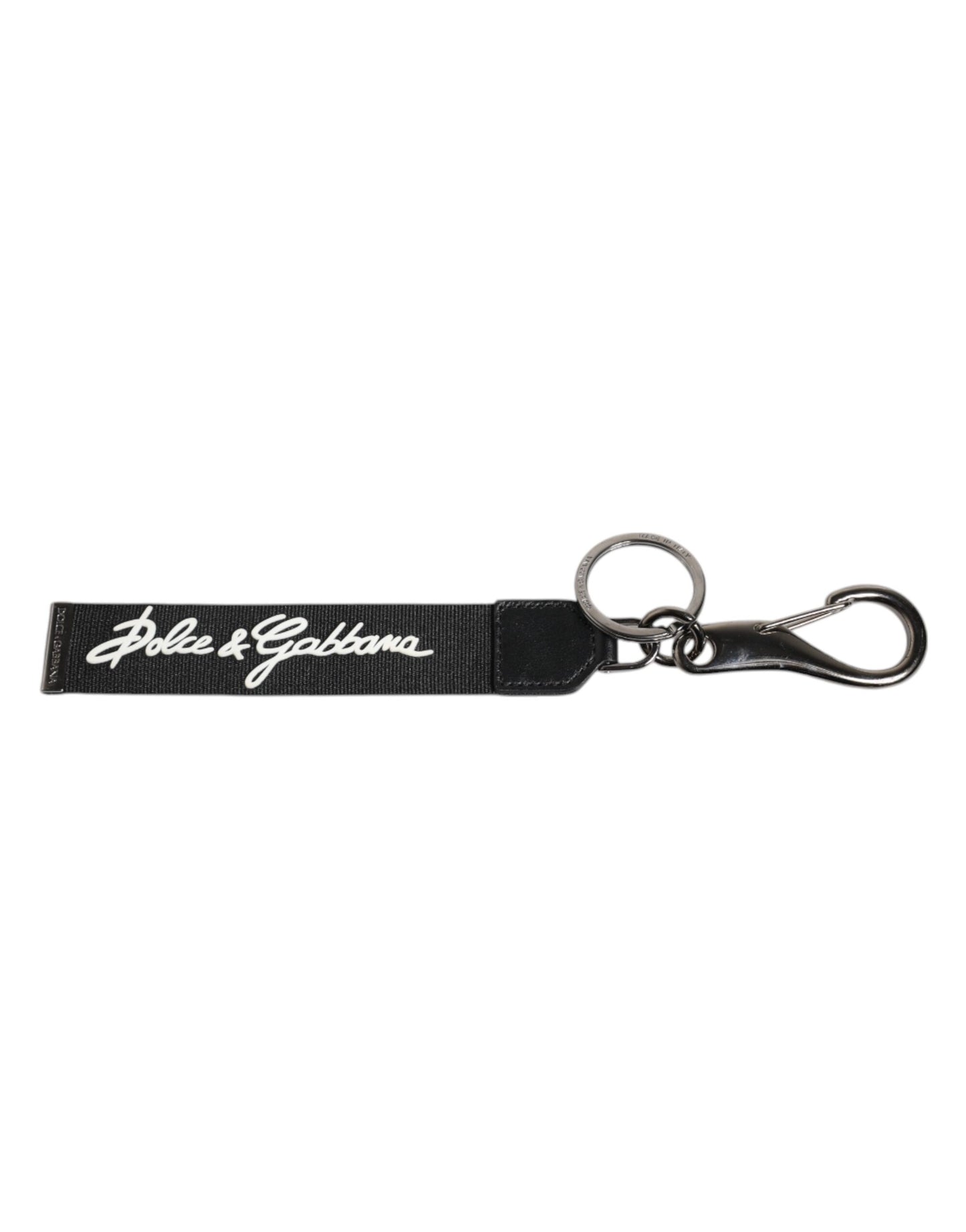 Dolce & Gabbana Black White DG Logo Silver Men Keychain
