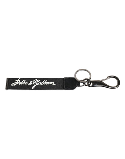 Dolce & Gabbana Black White DG Logo Silver Men Keychain