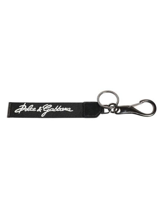 Dolce & Gabbana Black White DG Logo Silver Men Keychain