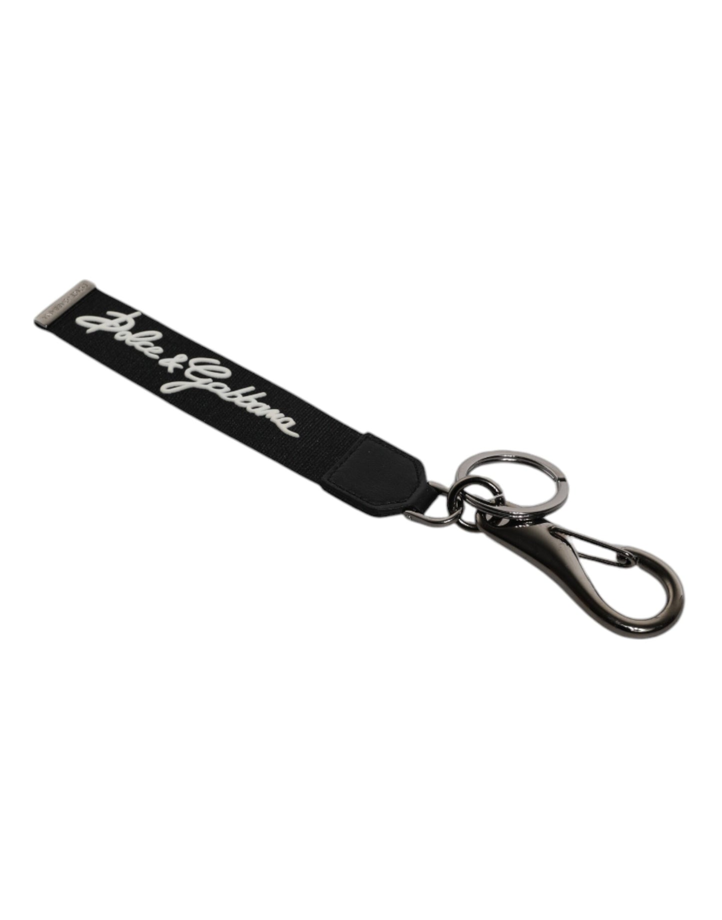 Dolce & Gabbana Black White DG Logo Silver Men Keychain