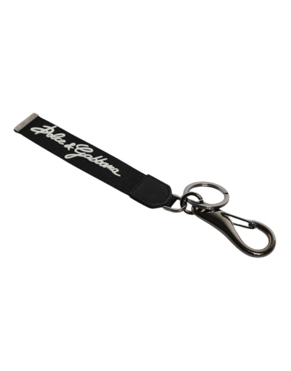 Dolce & Gabbana Black White DG Logo Silver Men Keychain