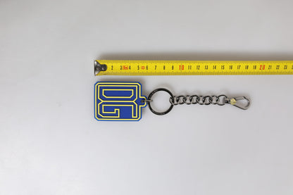 Dolce &amp; Gabbana Blue Yellow DG Rubber Logo Silver Keychain