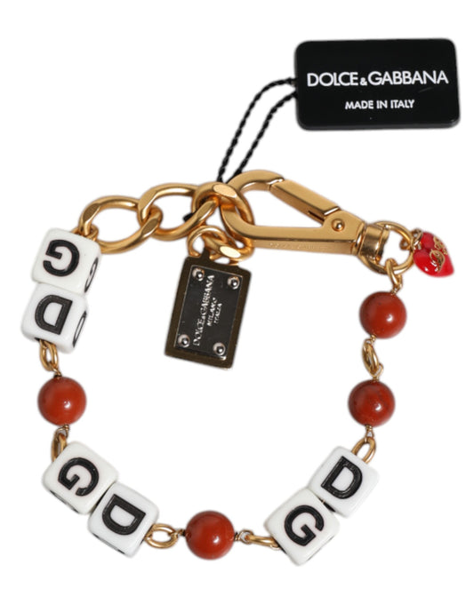 Bracelet Dolce &amp; Gabbana en laiton doré multicolore avec logo DG