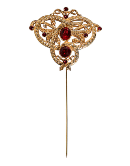 Broche Dolce &amp; Gabbana en argent 925 avec cristaux rouges dorés