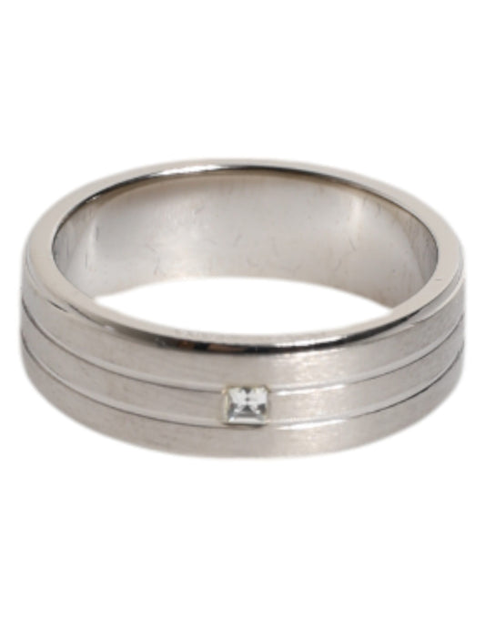 Bague Dolce &amp; Gabbana en laiton argenté avec logo DG en cristal transparent