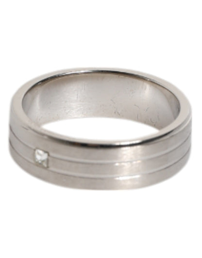 Bague Dolce &amp; Gabbana en laiton argenté avec logo DG en cristal transparent