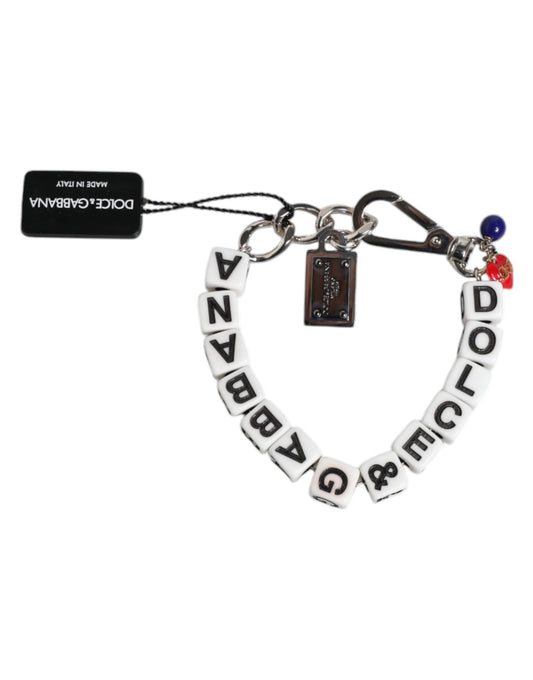 Dolce & Gabbana Silver Brass Chain Dice Logo Embellished Bracelet