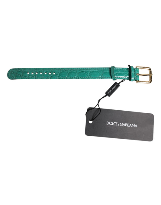 Bracelet Dolce &amp; Gabbana en cuir exotique vert avec boucle en métal doré