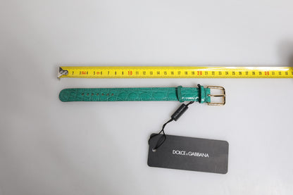 Bracelet Dolce &amp; Gabbana en cuir exotique vert avec boucle en métal doré