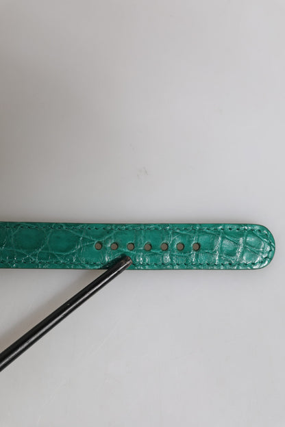 Bracelet Dolce &amp; Gabbana en cuir exotique vert avec boucle en métal doré