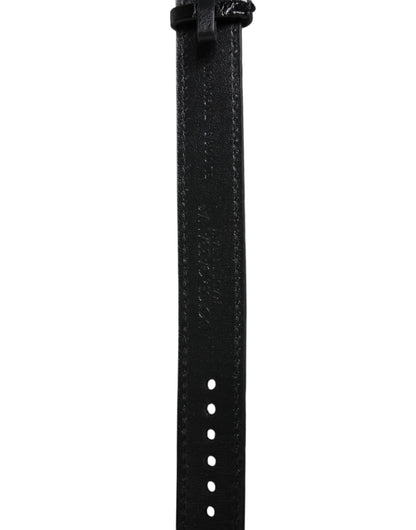 Bracelet Dolce &amp; Gabbana en cuir exotique noir avec boucle en métal doré