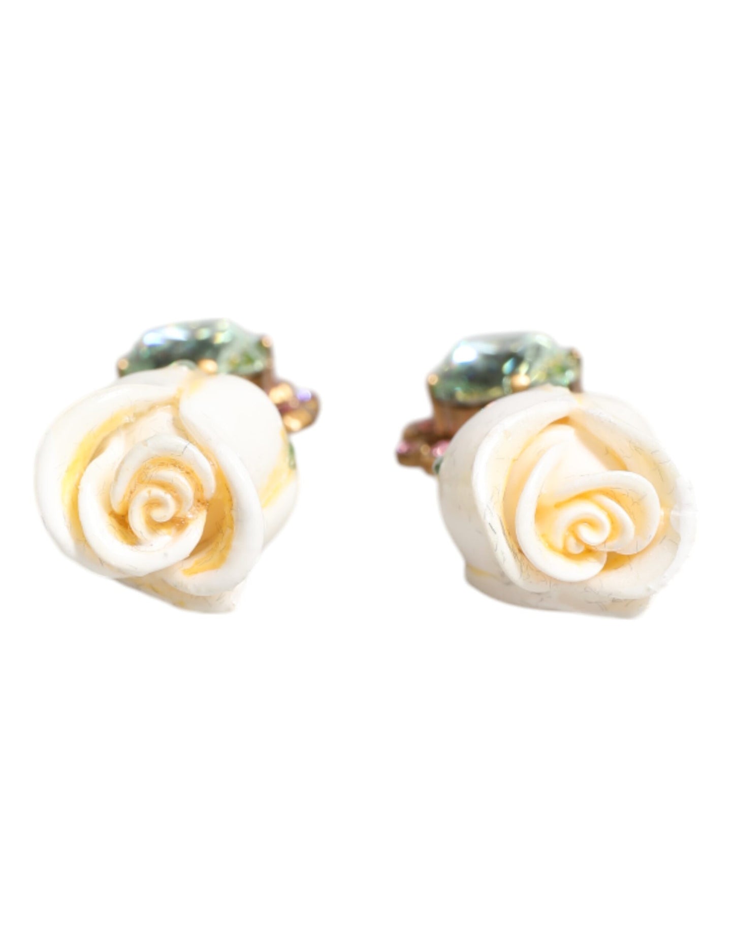 Boucles d'oreilles pendantes Dolce &amp; Gabbana en laiton et cristal à fleurs blanches