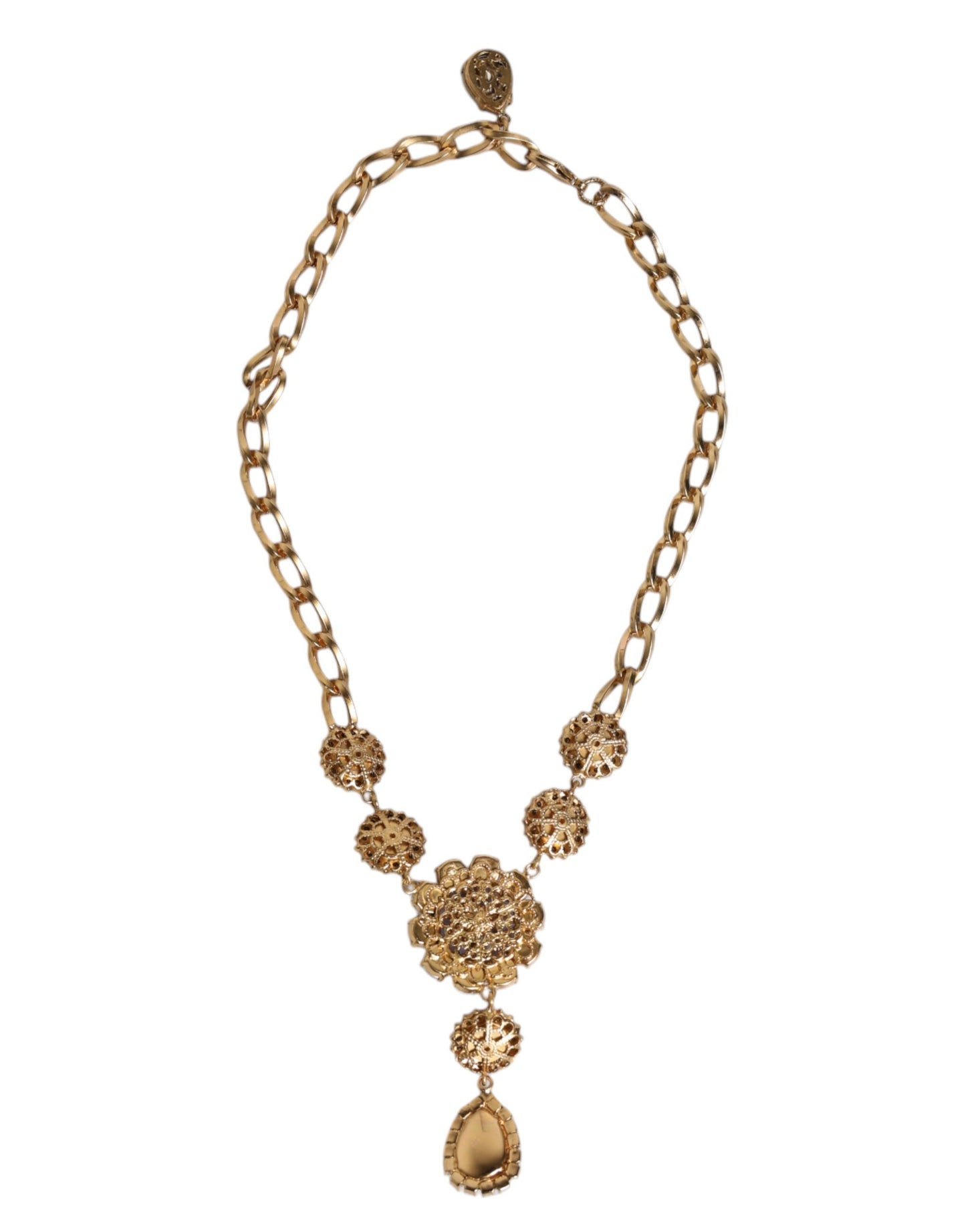 Collier Dolce &amp; Gabbana en laiton doré et cristaux floraux