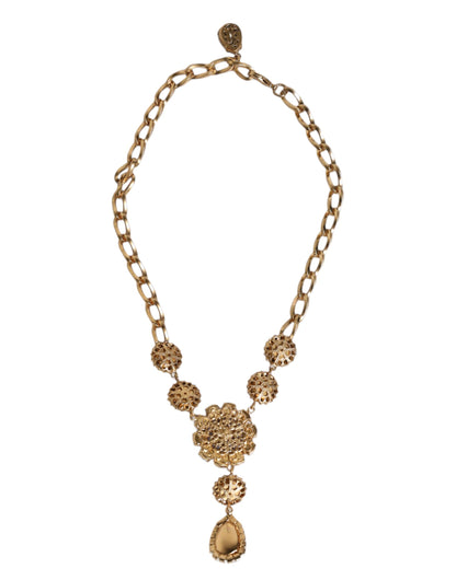 Collier Dolce &amp; Gabbana en laiton doré et cristaux floraux