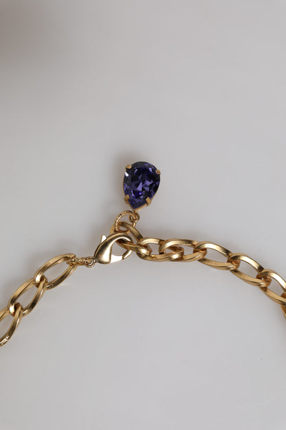 Collier Dolce &amp; Gabbana en laiton doré et cristaux floraux