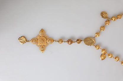 Collier Dolce &amp; Gabbana en laiton doré avec chaîne et perles Sicily