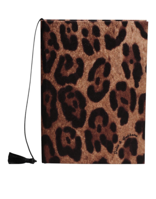 Carnet Dolce &amp; Gabbana marron noir en polyester imprimé léopard avec logo