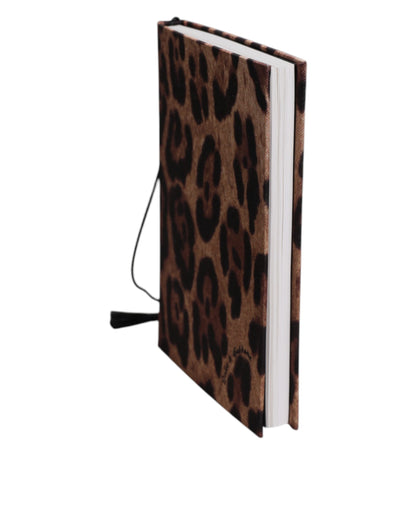 Carnet Dolce &amp; Gabbana marron noir en polyester imprimé léopard avec logo
