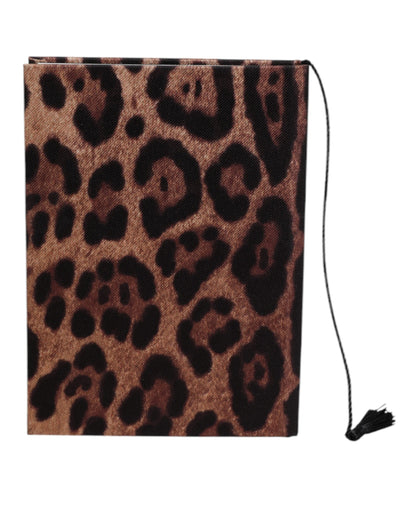 Carnet Dolce &amp; Gabbana marron noir en polyester imprimé léopard avec logo