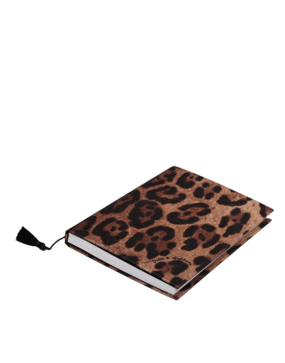 Carnet Dolce &amp; Gabbana marron noir en polyester imprimé léopard avec logo