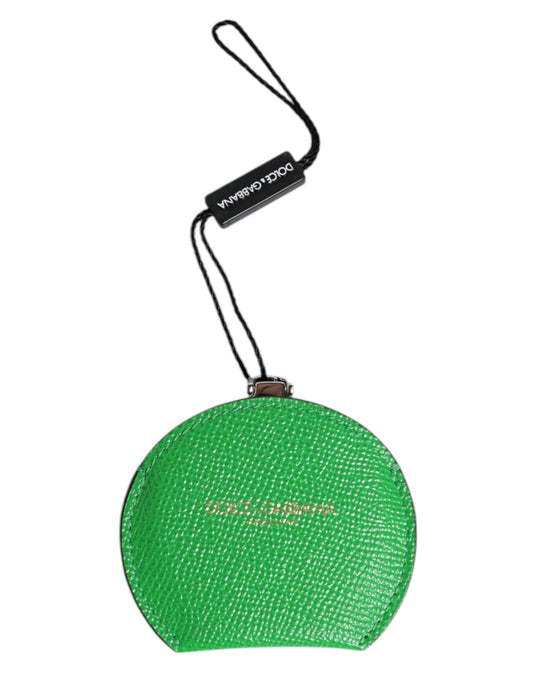 Porte-cartes rond en cuir de veau vert Dolce &amp; Gabbana
