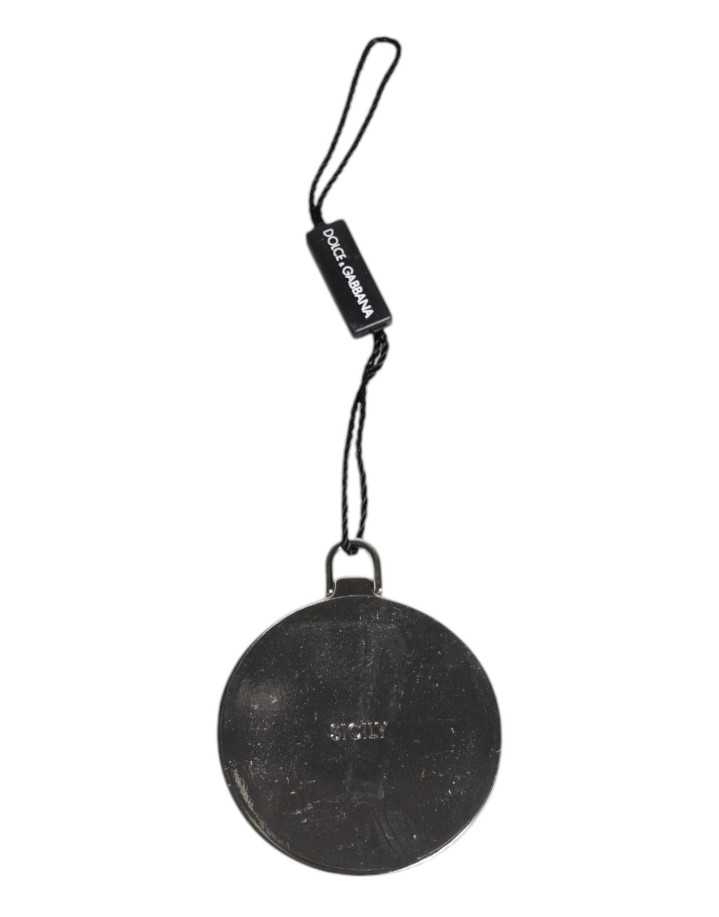 Porte-cartes rond en cuir de veau vert Dolce &amp; Gabbana