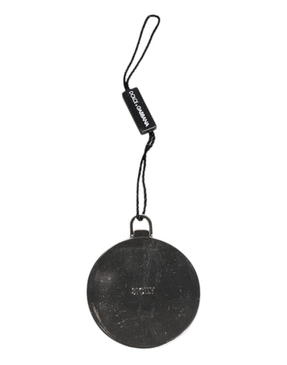 Porte-cartes rond en cuir de veau vert Dolce &amp; Gabbana