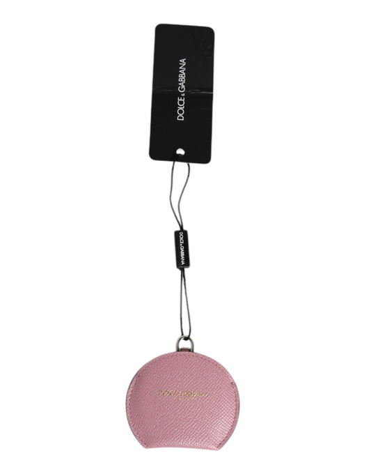 Porte-cartes rond en cuir de veau rose Dolce &amp; Gabbana