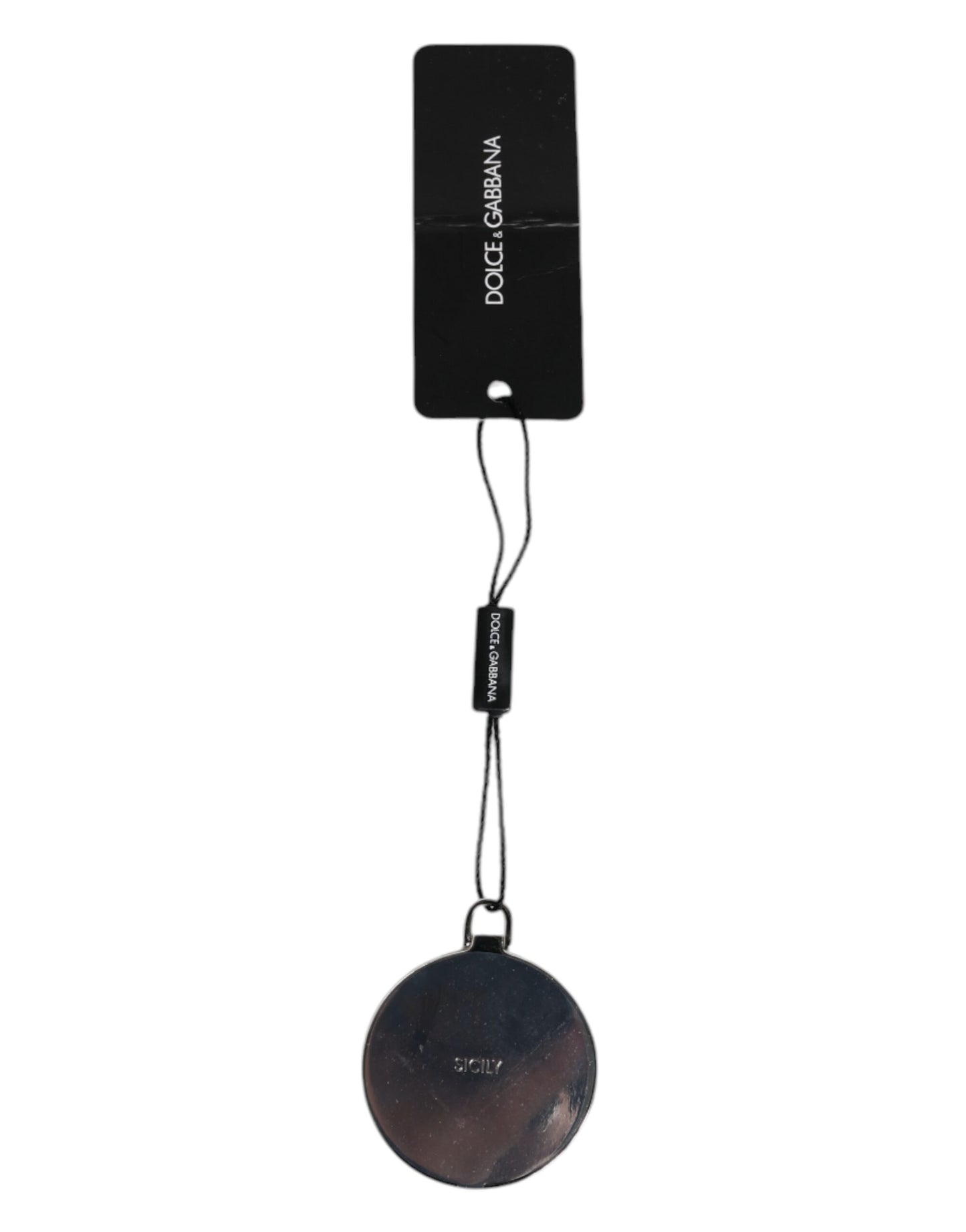 Porte-cartes rond en cuir de veau rose Dolce &amp; Gabbana