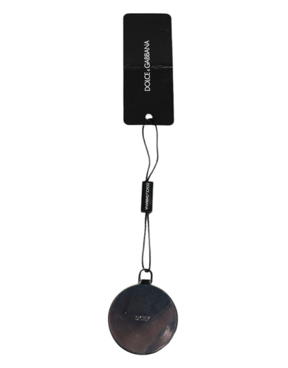 Porte-cartes rond en cuir de veau rose Dolce &amp; Gabbana