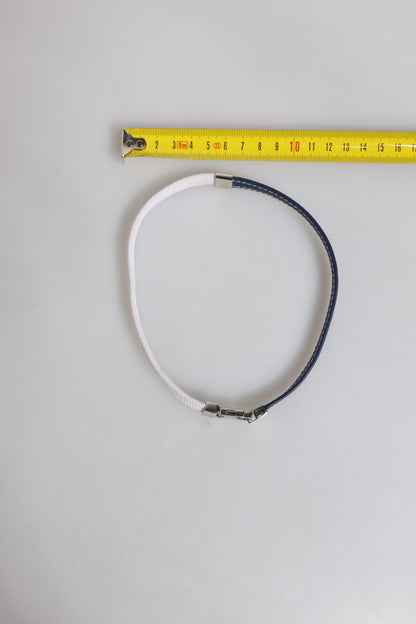 Dolce & Gabbana Blue White Leather Trimmed DG Engraved Bracelet
