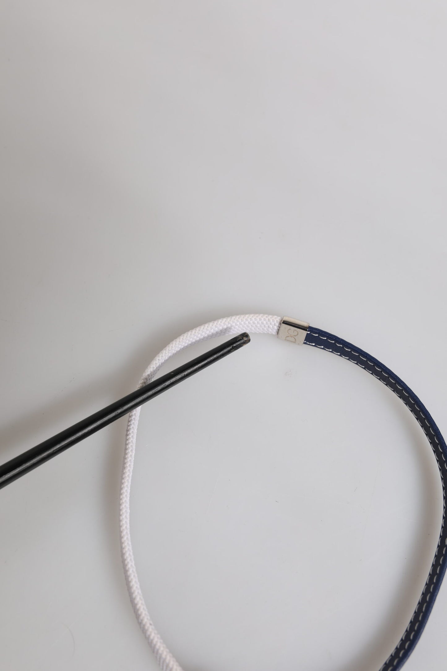 Dolce & Gabbana Blue White Leather Trimmed DG Engraved Bracelet
