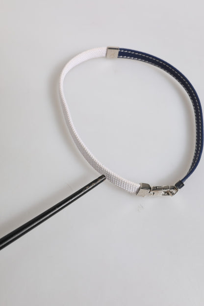 Dolce & Gabbana Blue White Leather Trimmed DG Engraved Bracelet