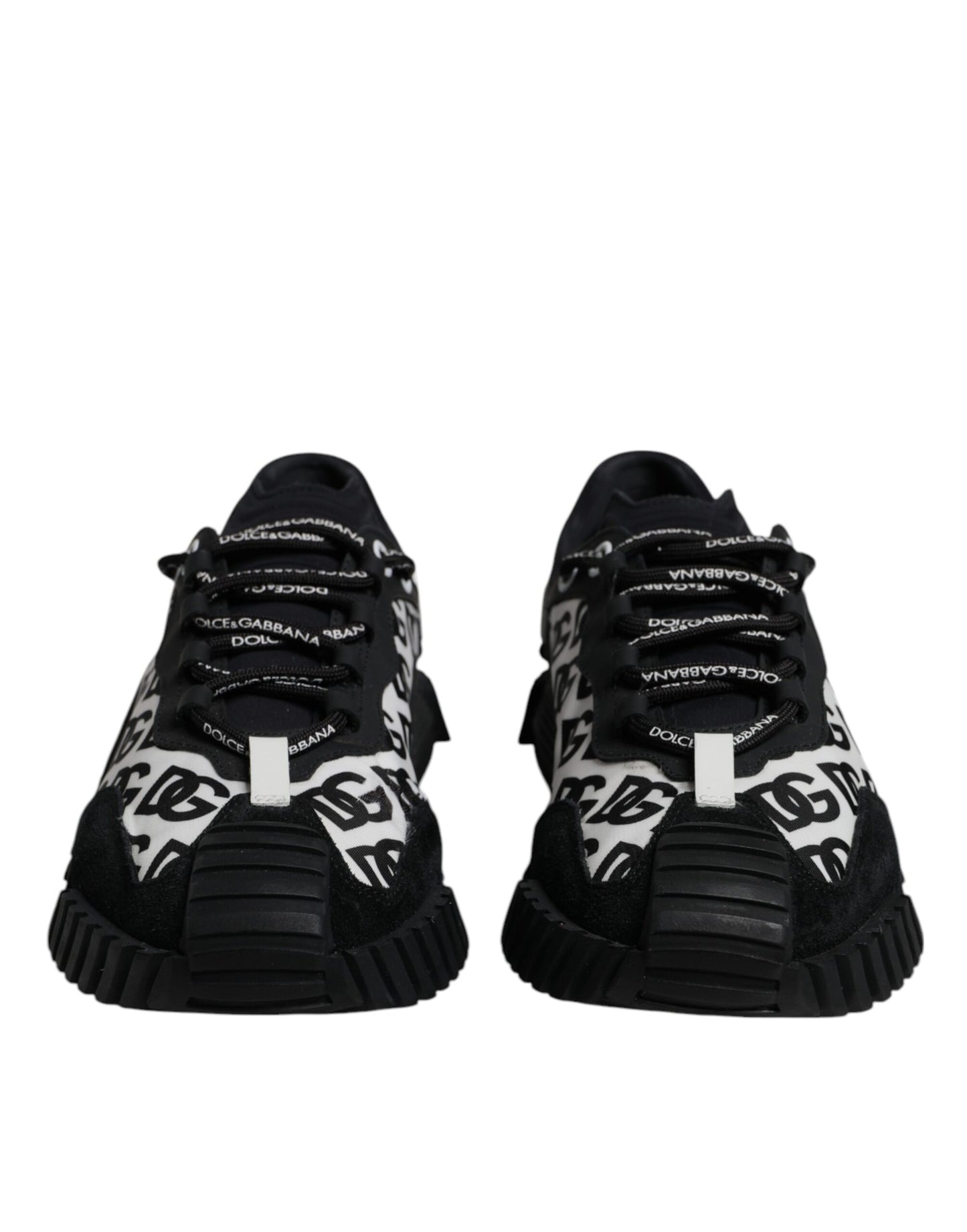 Dolce &amp; Gabbana Black Logo Lace Up Low Top NS1 Sneakers Shoes