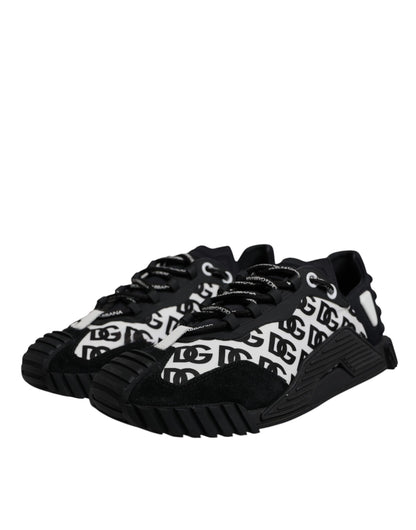 Dolce &amp; Gabbana Black Logo Lace Up Low Top NS1 Sneakers Shoes