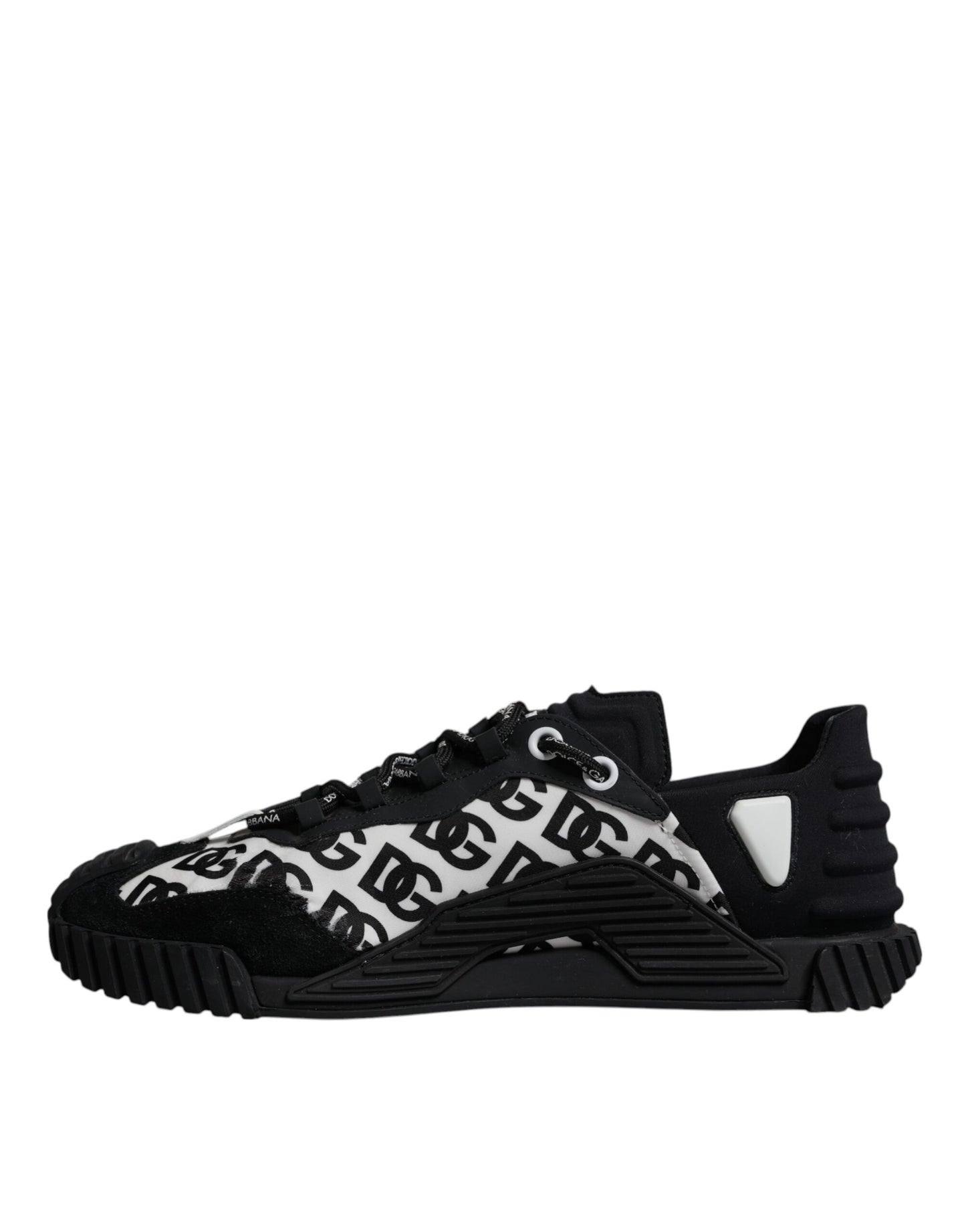 Dolce &amp; Gabbana Black Logo Lace Up Low Top NS1 Sneakers Shoes
