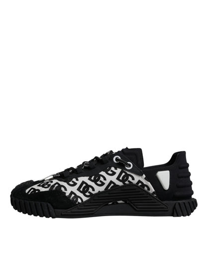 Dolce &amp; Gabbana Black Logo Lace Up Low Top NS1 Sneakers Shoes