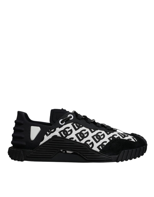 Dolce &amp; Gabbana Black Logo Lace Up Low Top NS1 Sneakers Shoes