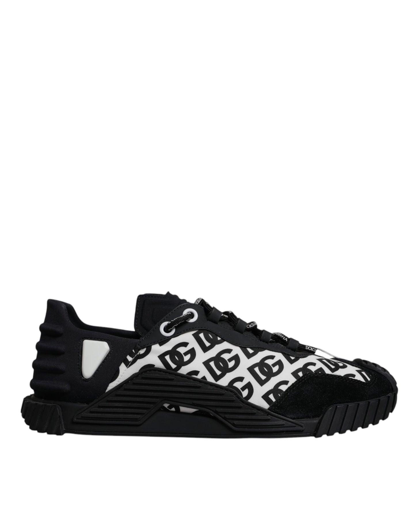 Dolce &amp; Gabbana Black Logo Lace Up Low Top NS1 Sneakers Shoes
