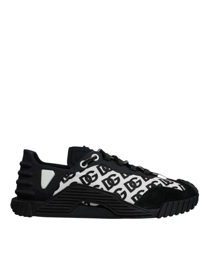 Dolce &amp; Gabbana Black Logo Lace Up Low Top NS1 Sneakers Shoes