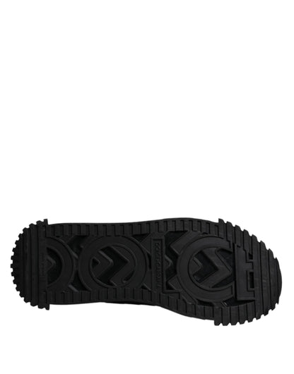 Dolce &amp; Gabbana Black Logo Lace Up Low Top NS1 Sneakers Shoes
